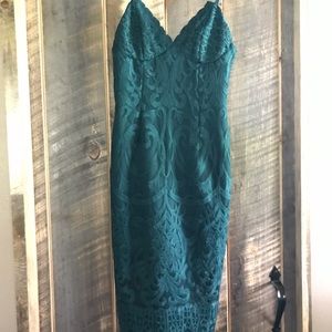 Green Lace Bardot Dress